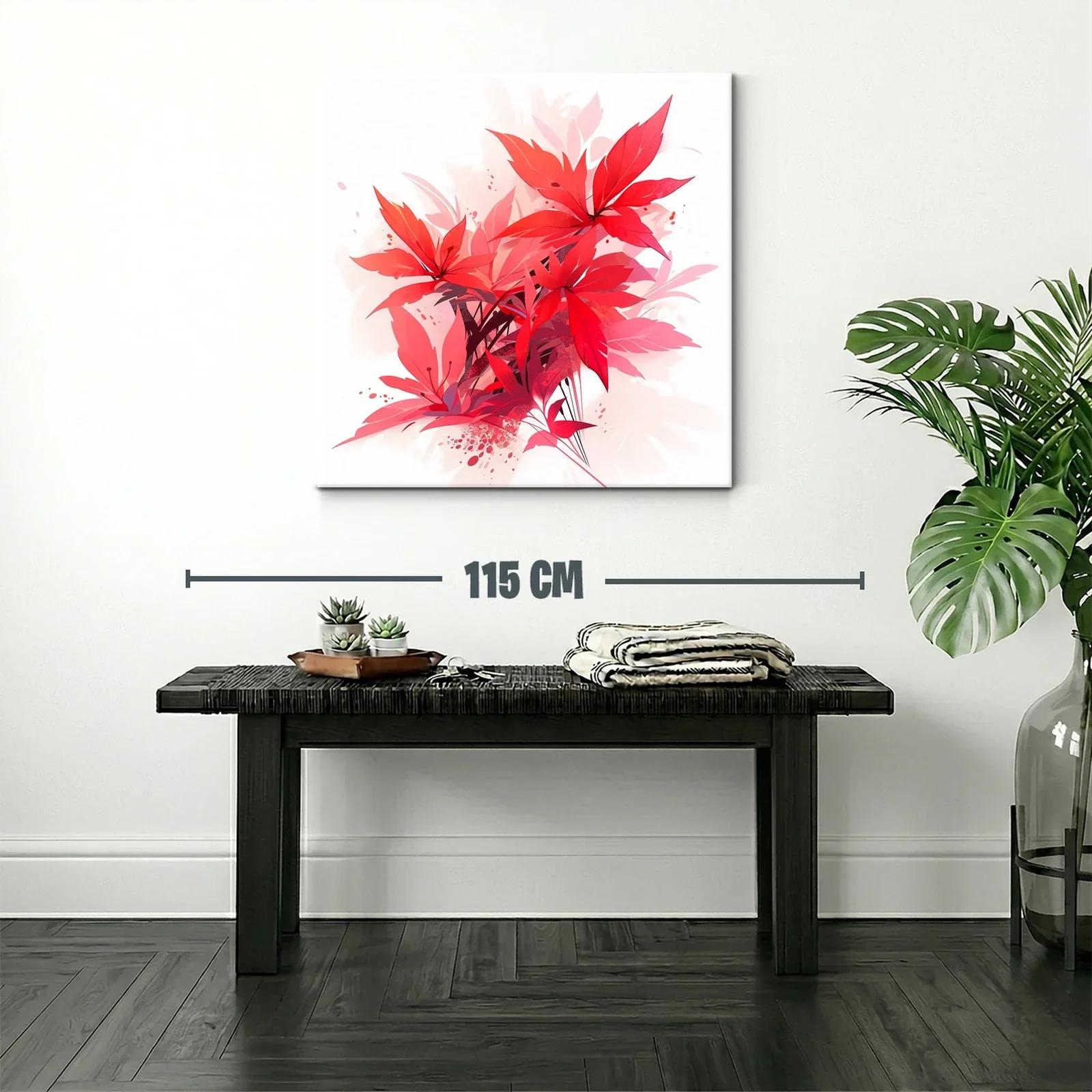 Cuadro con diseño floral en tonos rojos vibrantes y rosados — miniatura 2