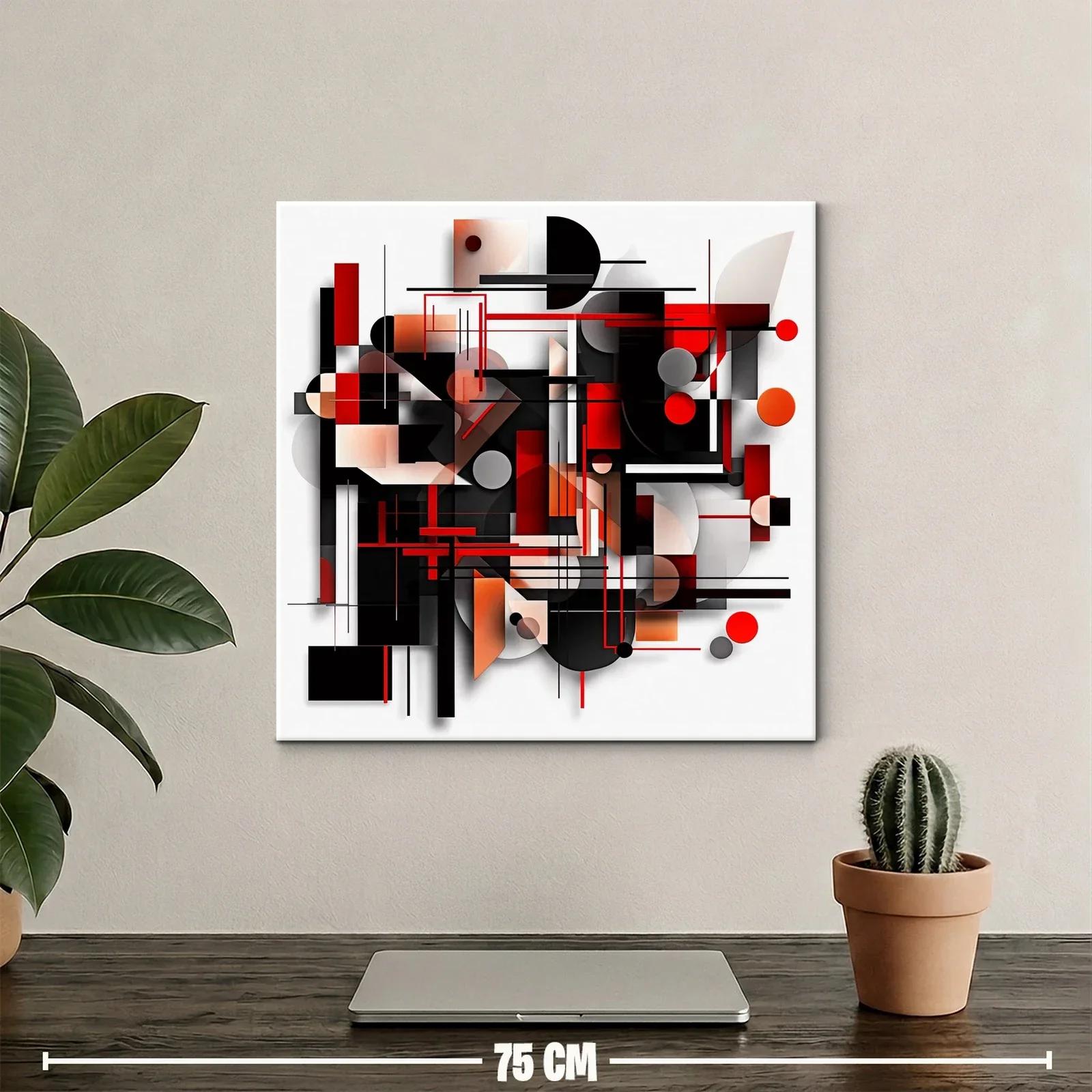 Composición geométrica abstracta en tonos rojo y negro — miniatura 2