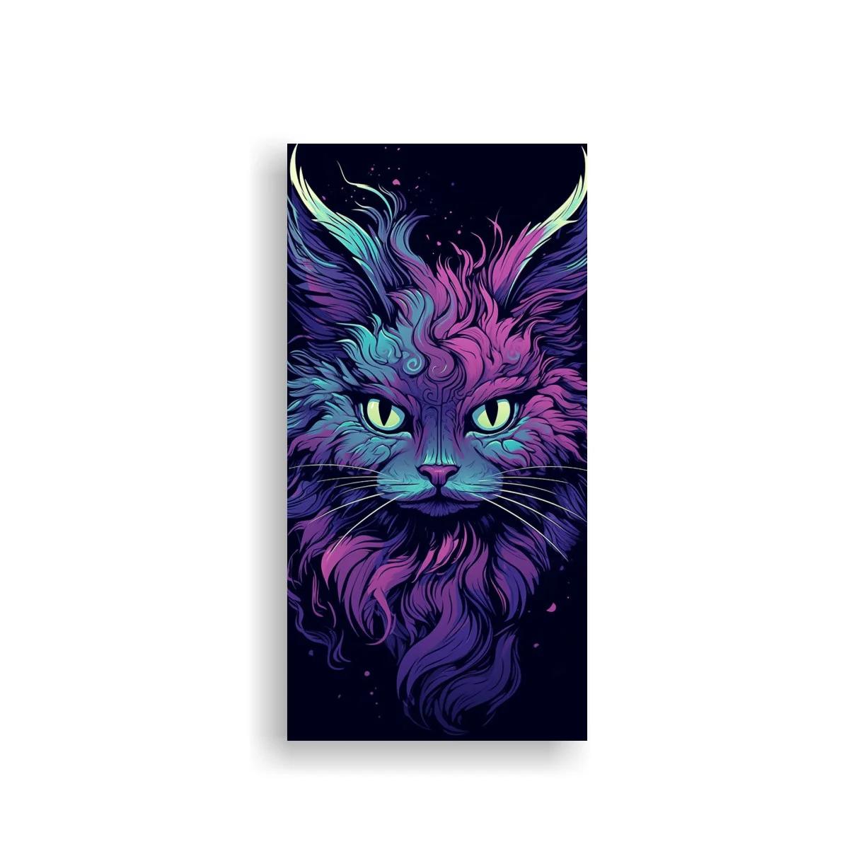 Cuadro cara de gato de pelo largo con melena luminosa