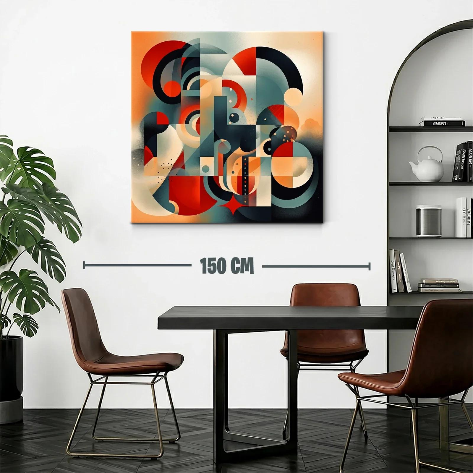 Composición abstracta geométrica en tonos cálidos y fríos — miniatura 2