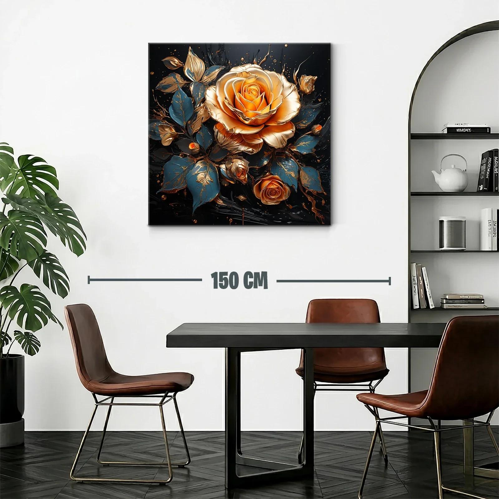 Rosas doradas y azul oscuro en composición elegante y vibrante — miniatura 2