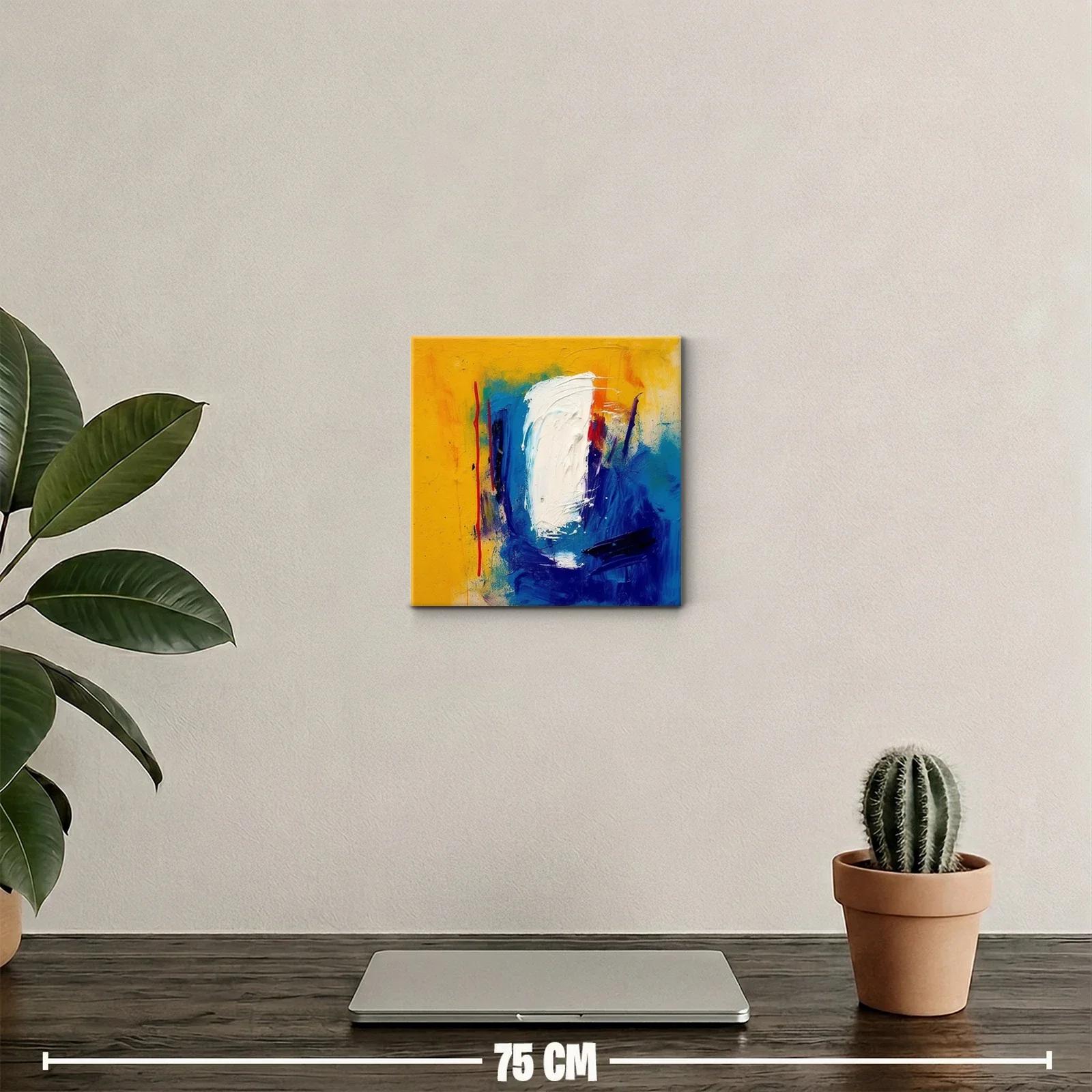Cuadro abstracto con vibrantes tonos azules y amarillos — miniatura 2