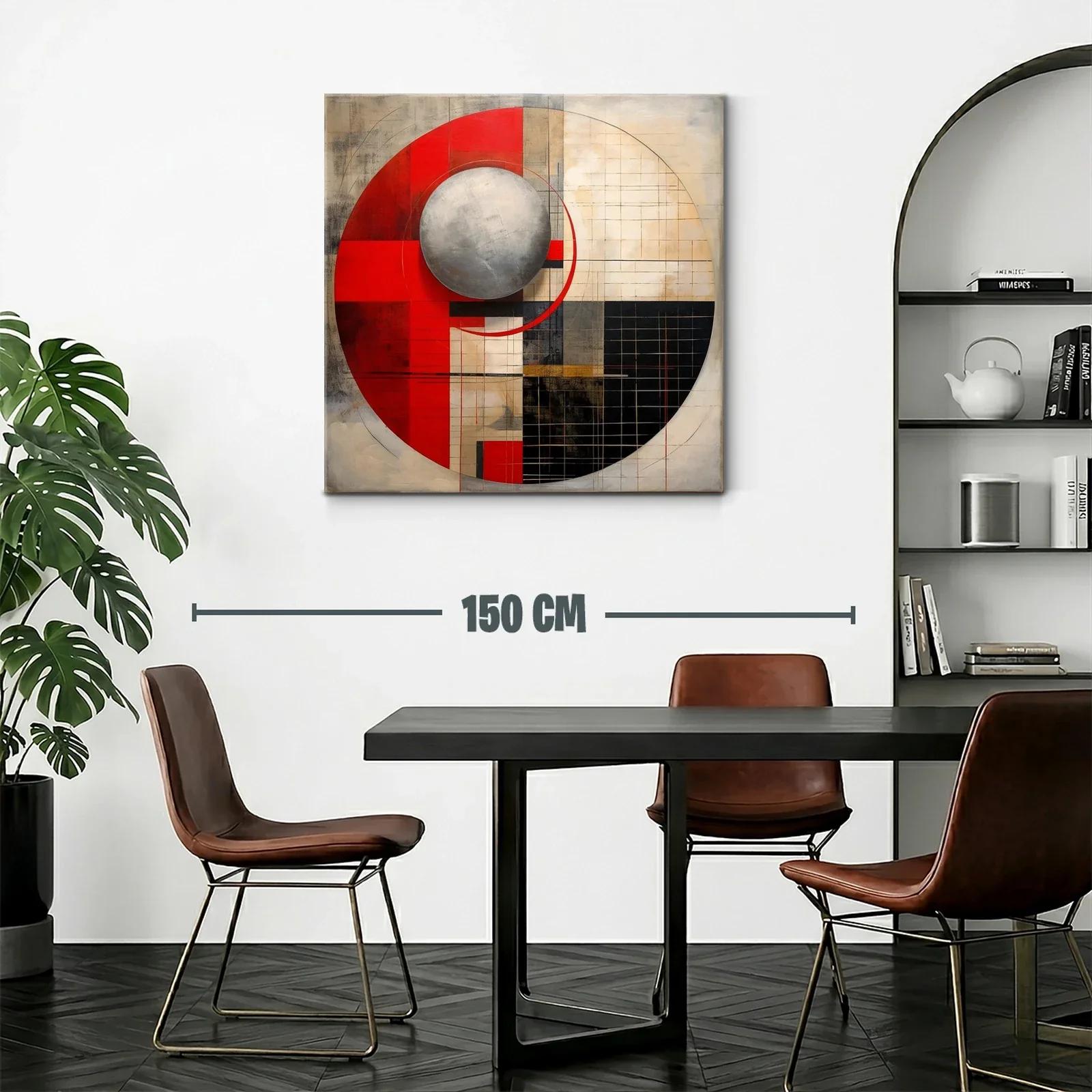 Composición geométrica moderna con esfera metálica y rojos vibrantes — miniatura 2