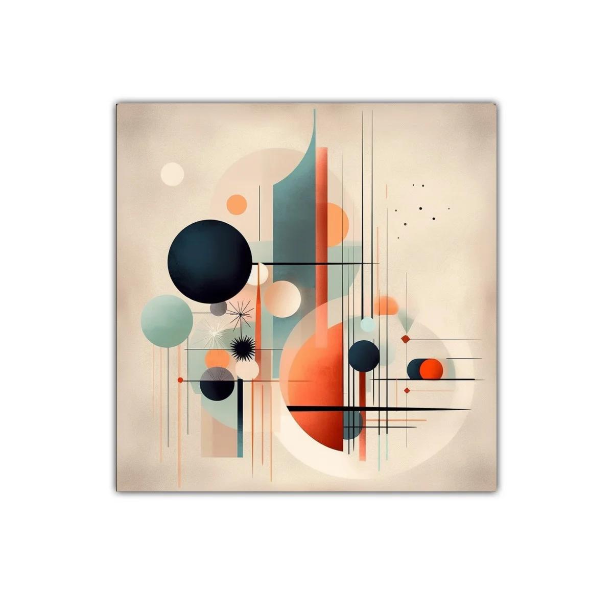 Composición geométrica abstracta en tonos cálidos y fríos