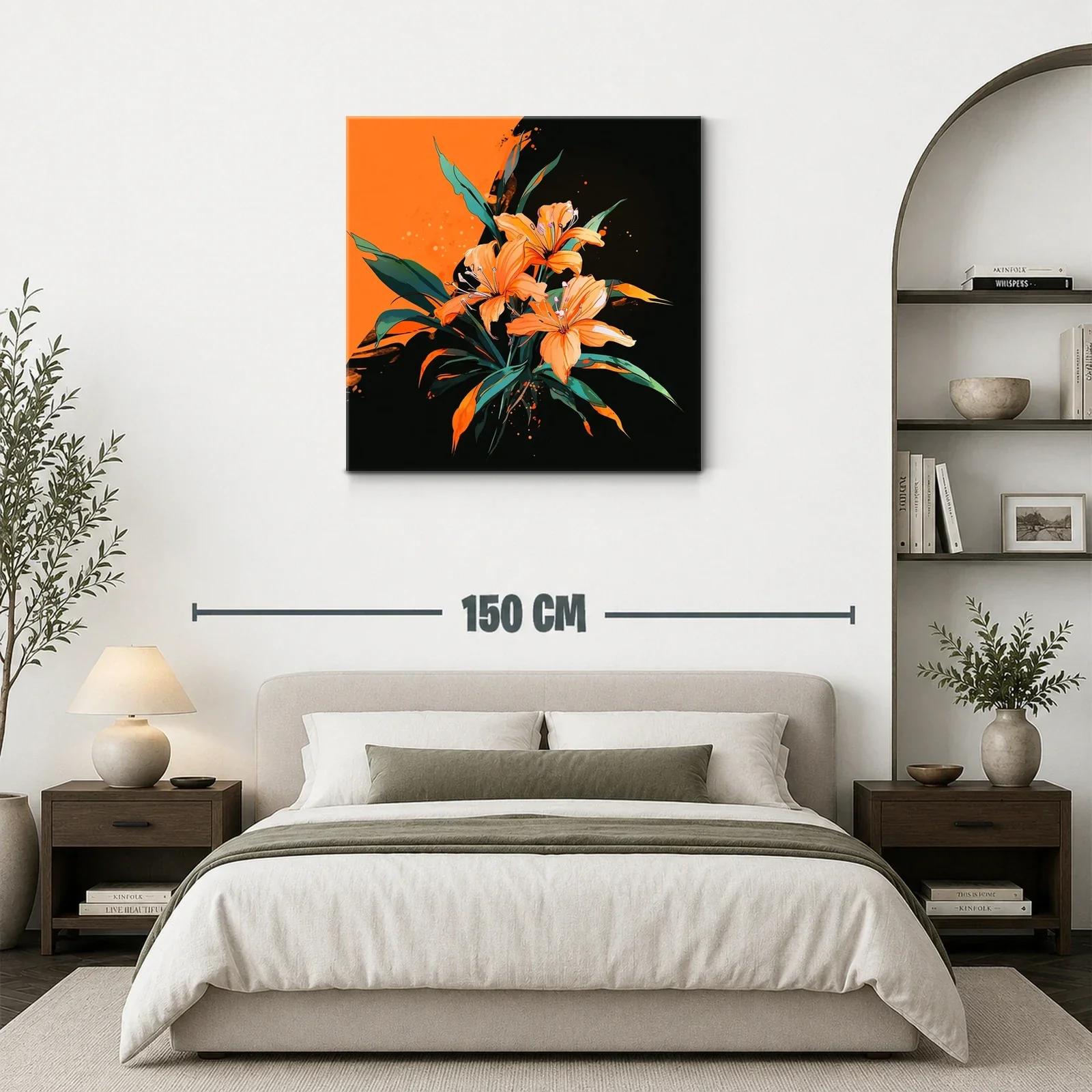 Flores naranjas vibrantes con hojas verdes sobre fondo oscuro — miniatura 3