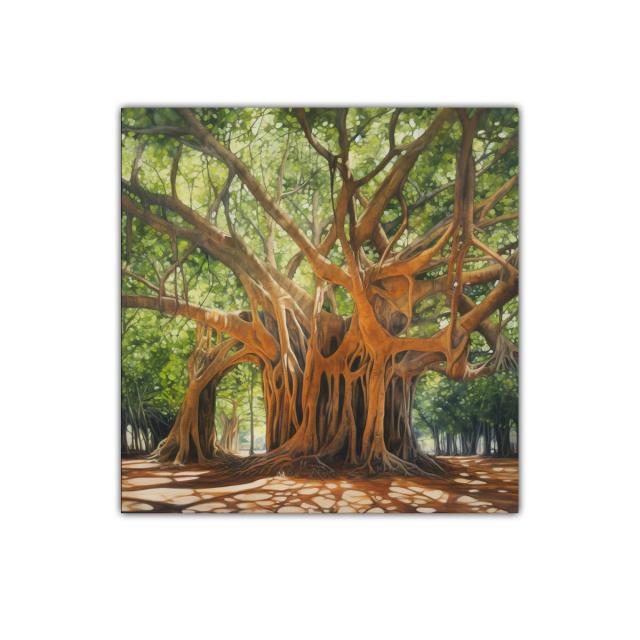 Majestuoso árbol con ramas entrelazadas y luz natural