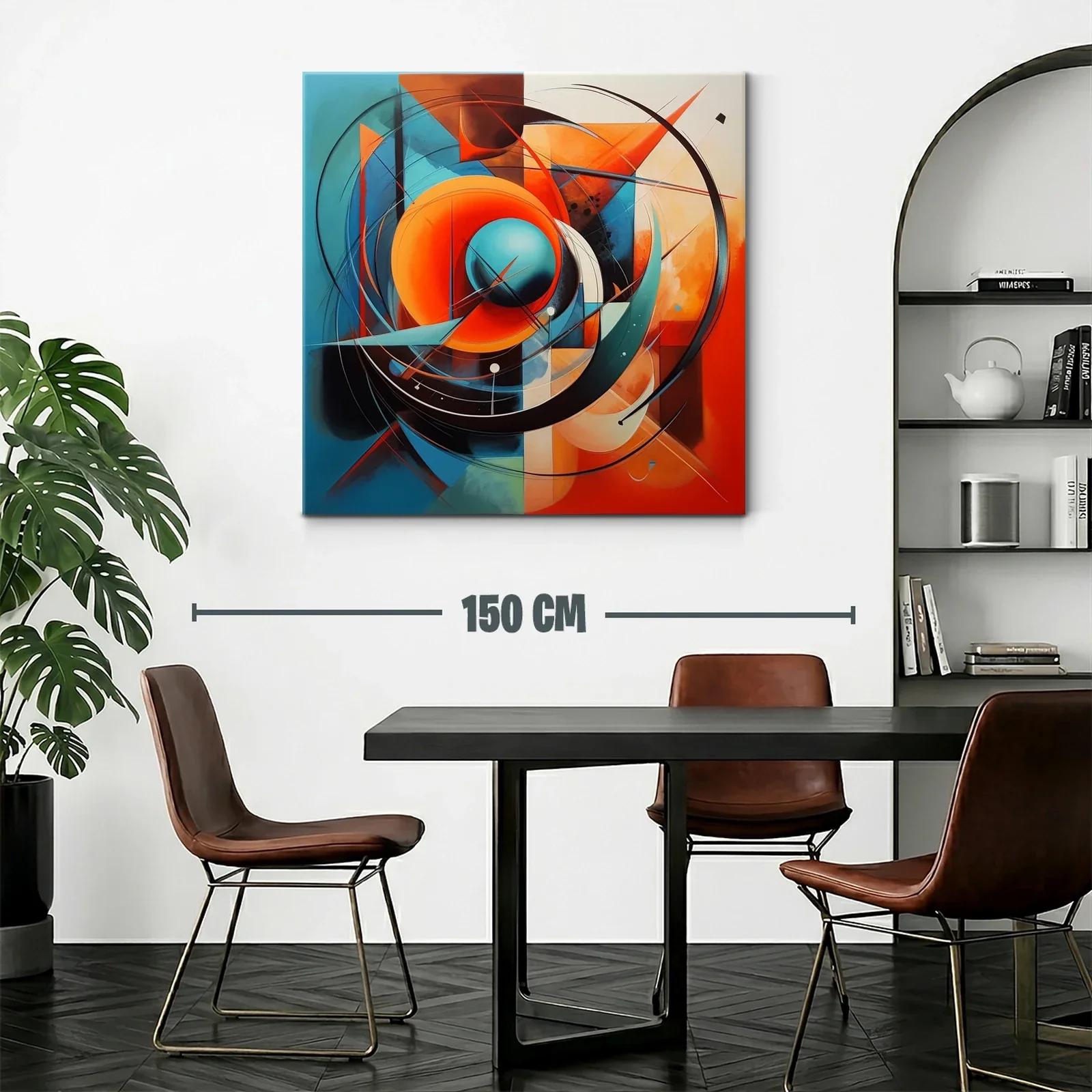 Composición abstracta con círculos y tonos cálidos y fríos — miniatura 2