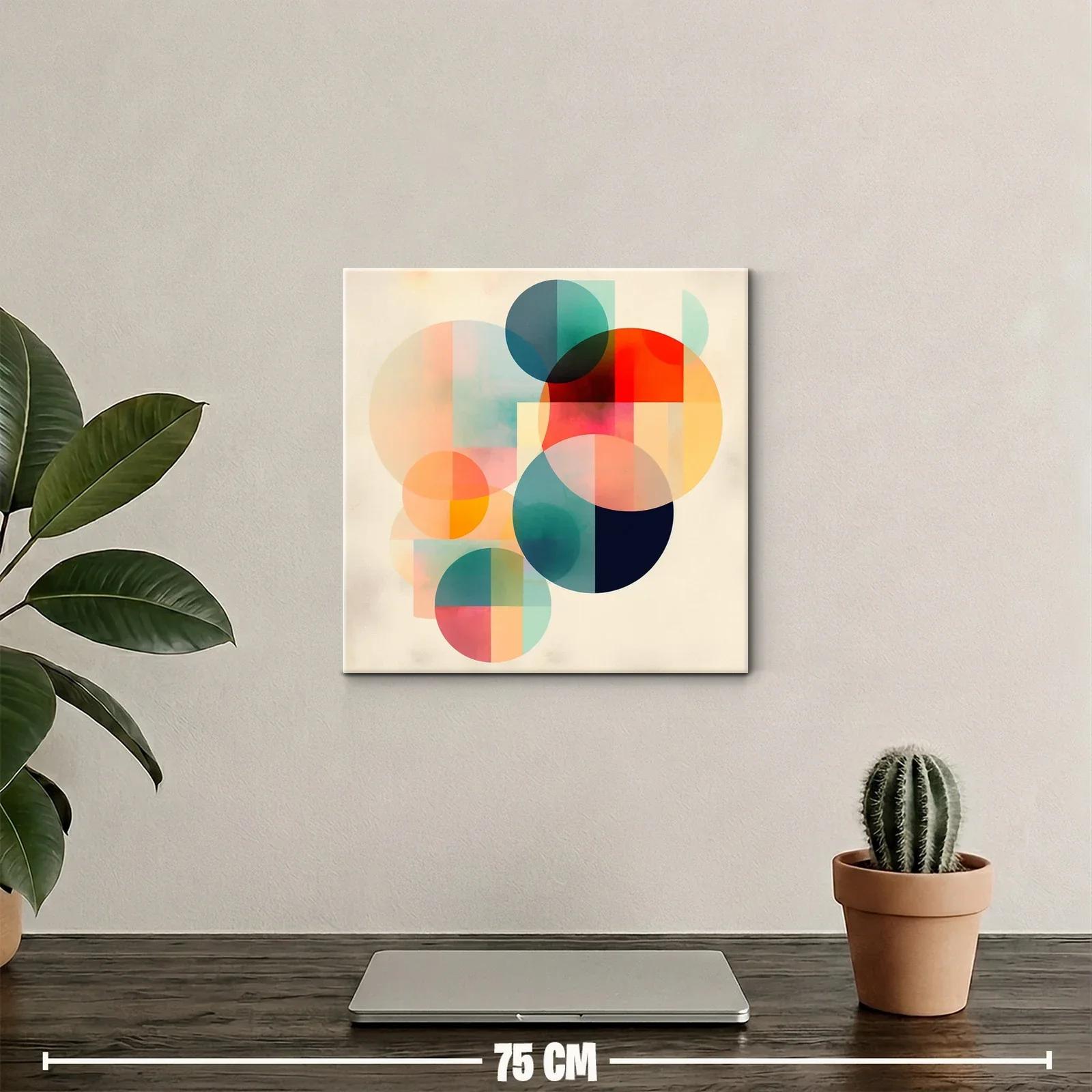 Composición abstracta con círculos en tonos cálidos y fríos — miniatura 2
