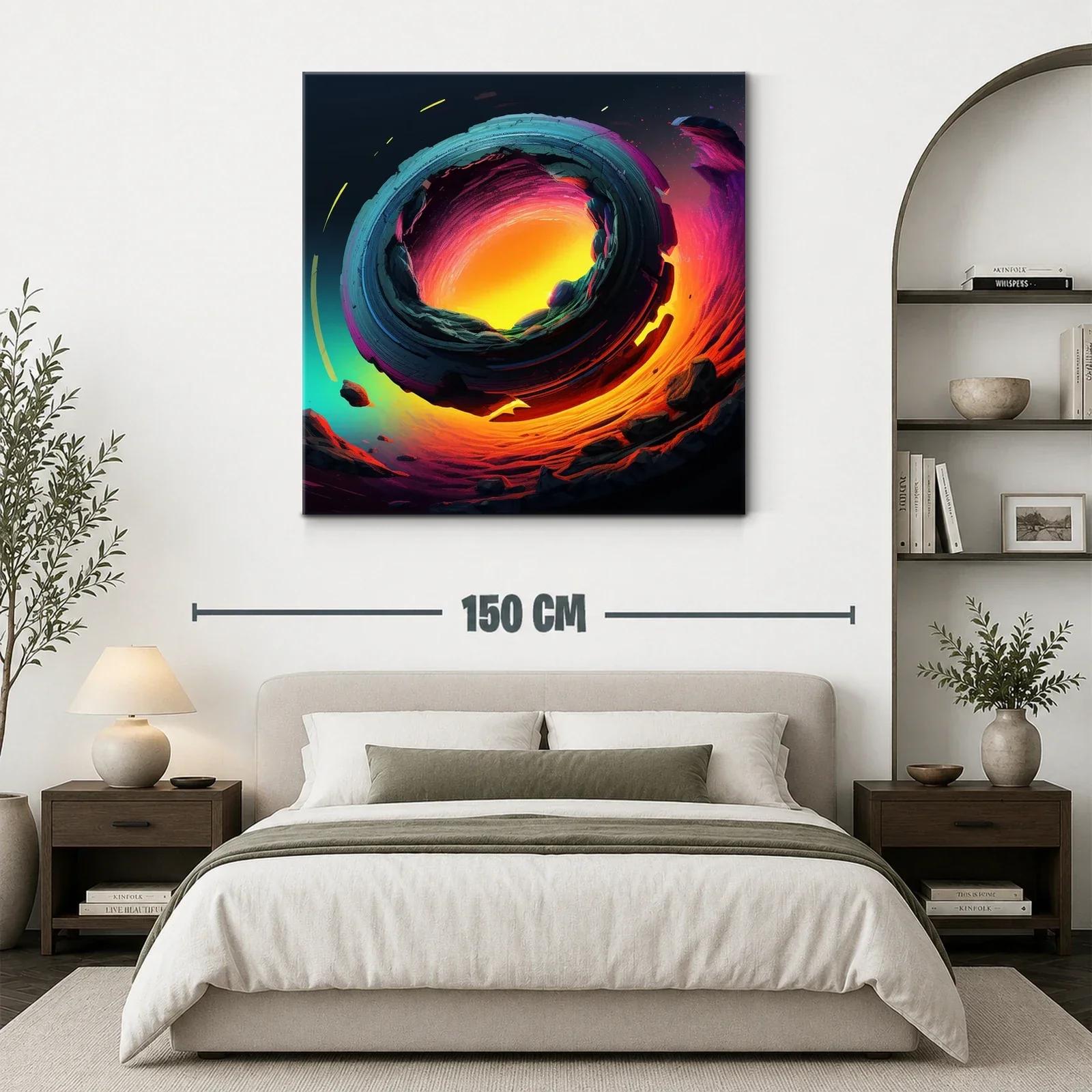 Cuadro abstracto con espiral de fuego y tonos vibrantes — miniatura 3