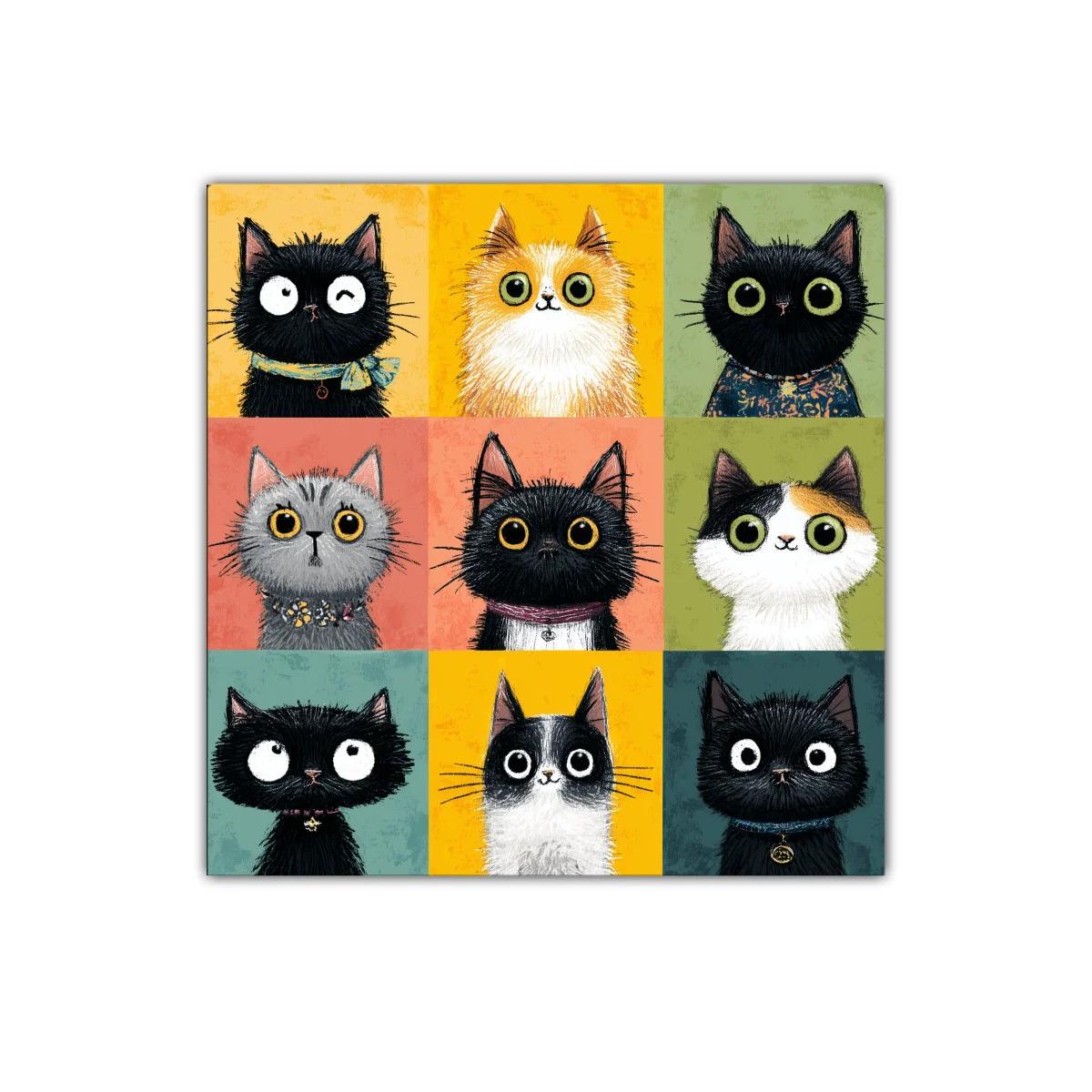 Cuadro decorativo con ilustración de gatos coloridos y divertidos — imagen principal
