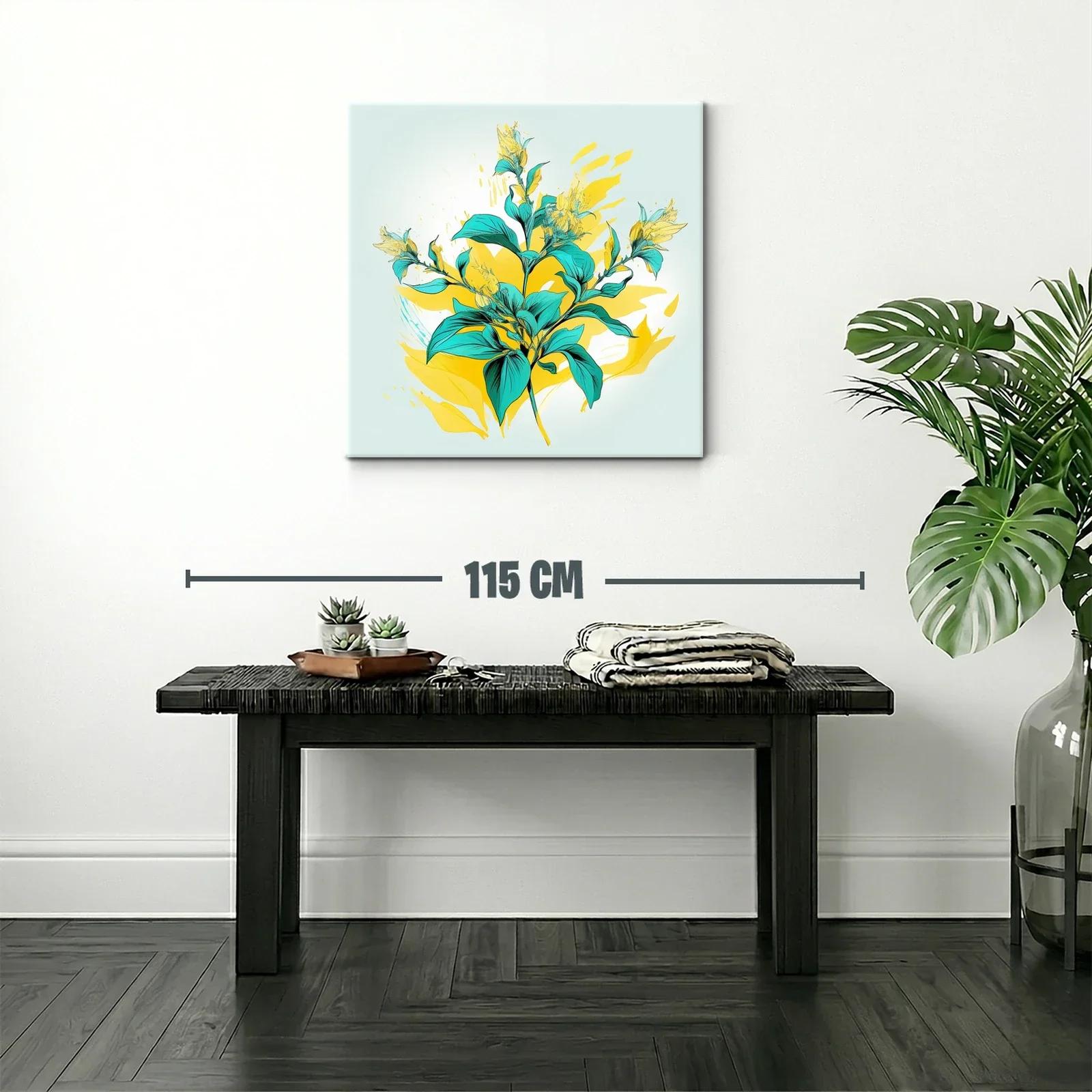 Flor Tropical vibrante en tonos turquesa y amarillo — miniatura 2