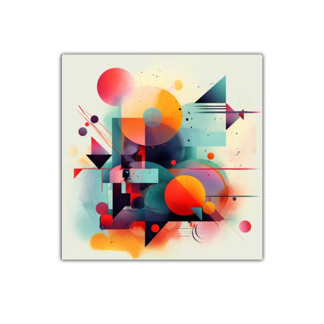 Composición abstracta con formas geométricas y colores vibrantes