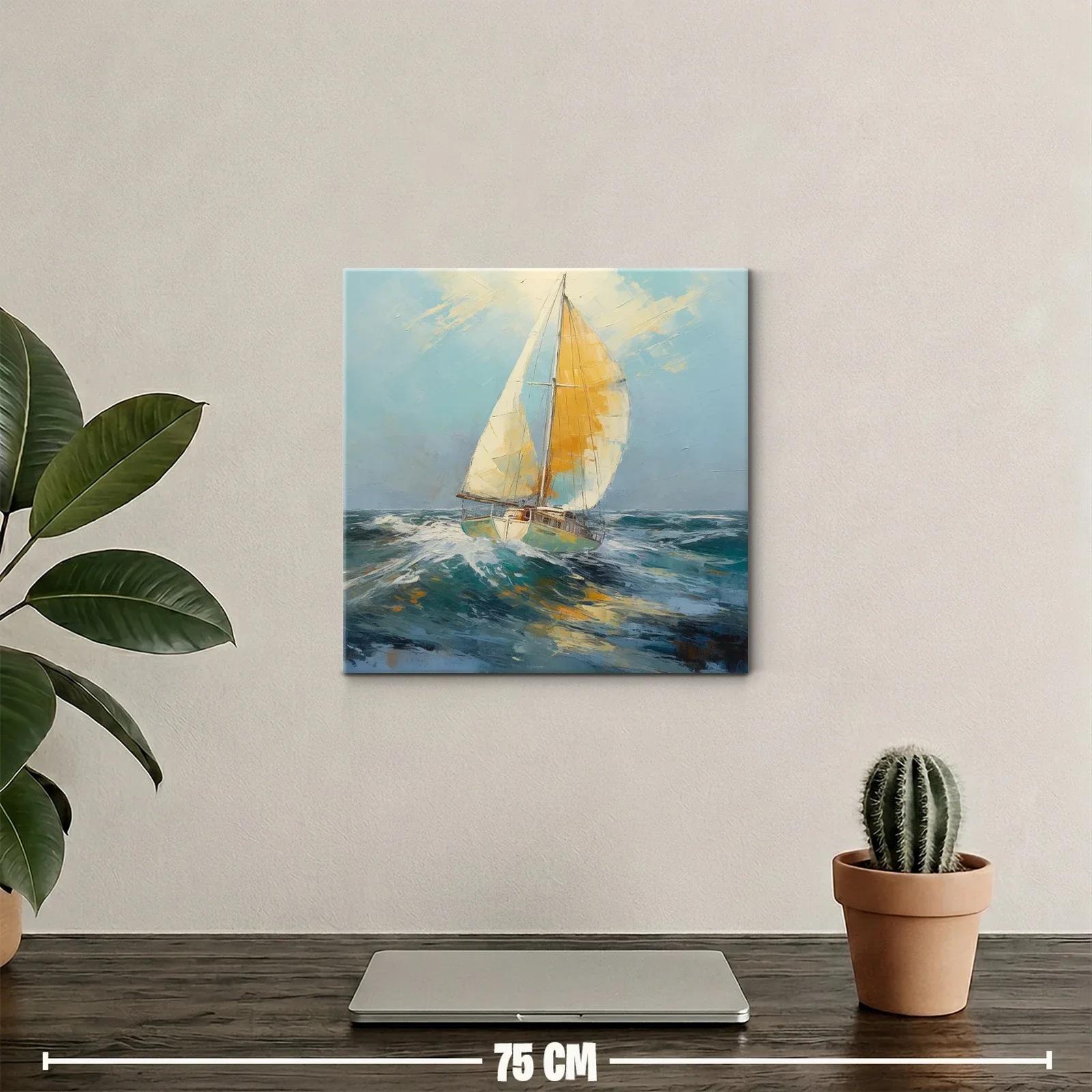Velero navegando entre olas al viento marino — miniatura 2