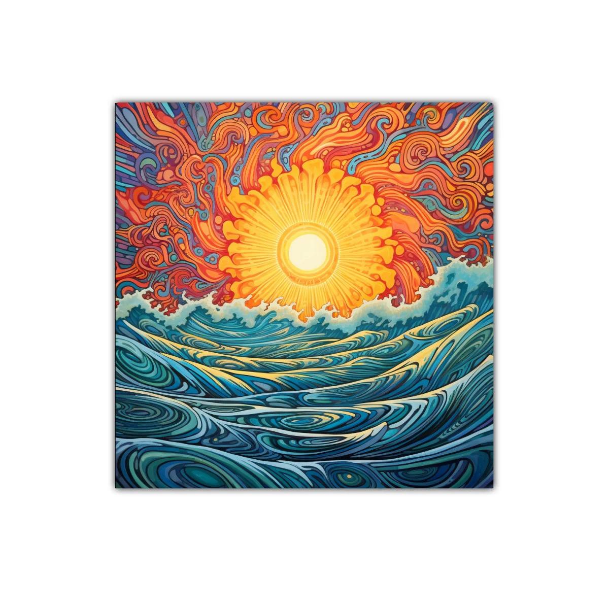 Sol radiante entre olas vibrantes de colores intensos — imagen principal