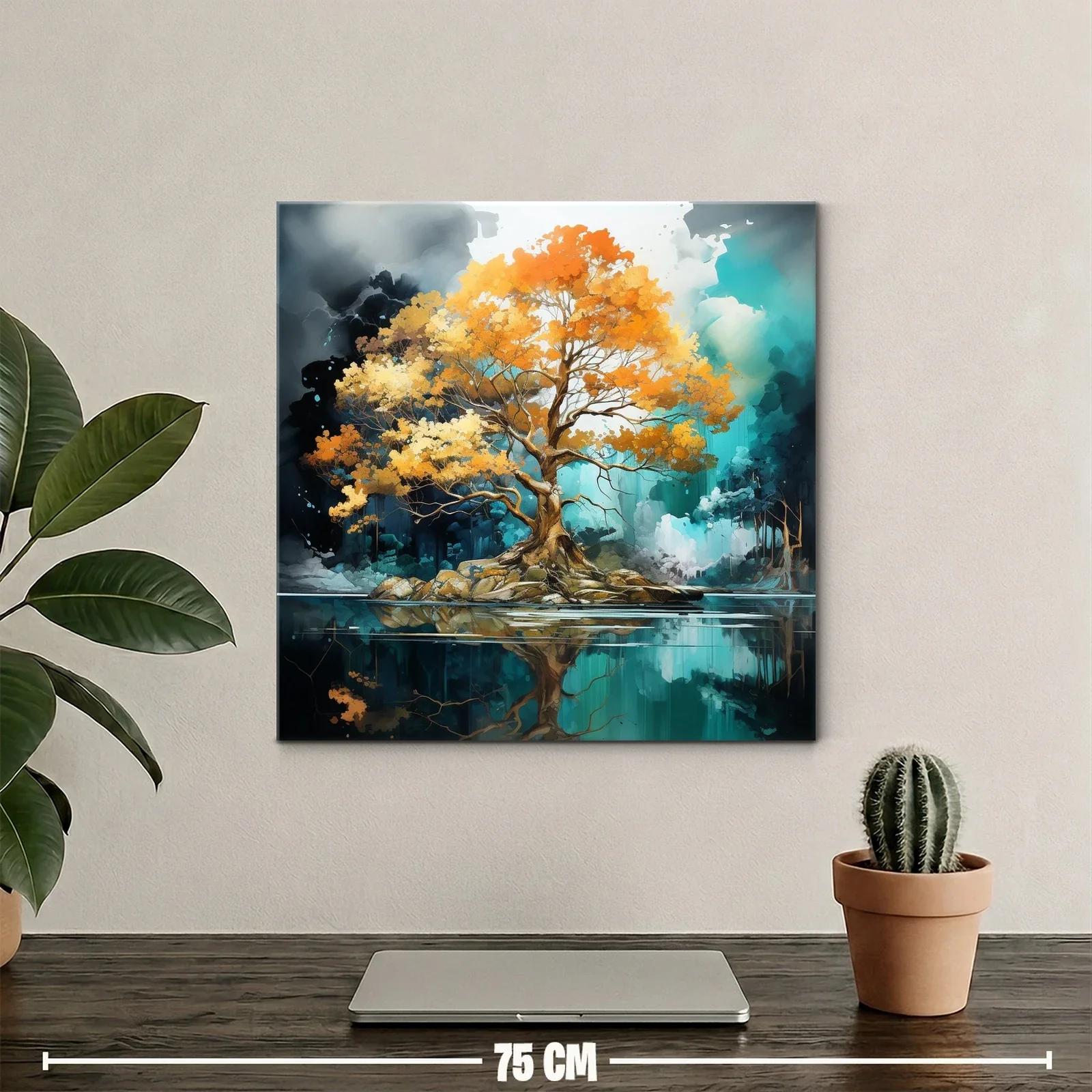 Árbol dorado reflejado en lago sereno y mágico — miniatura 2