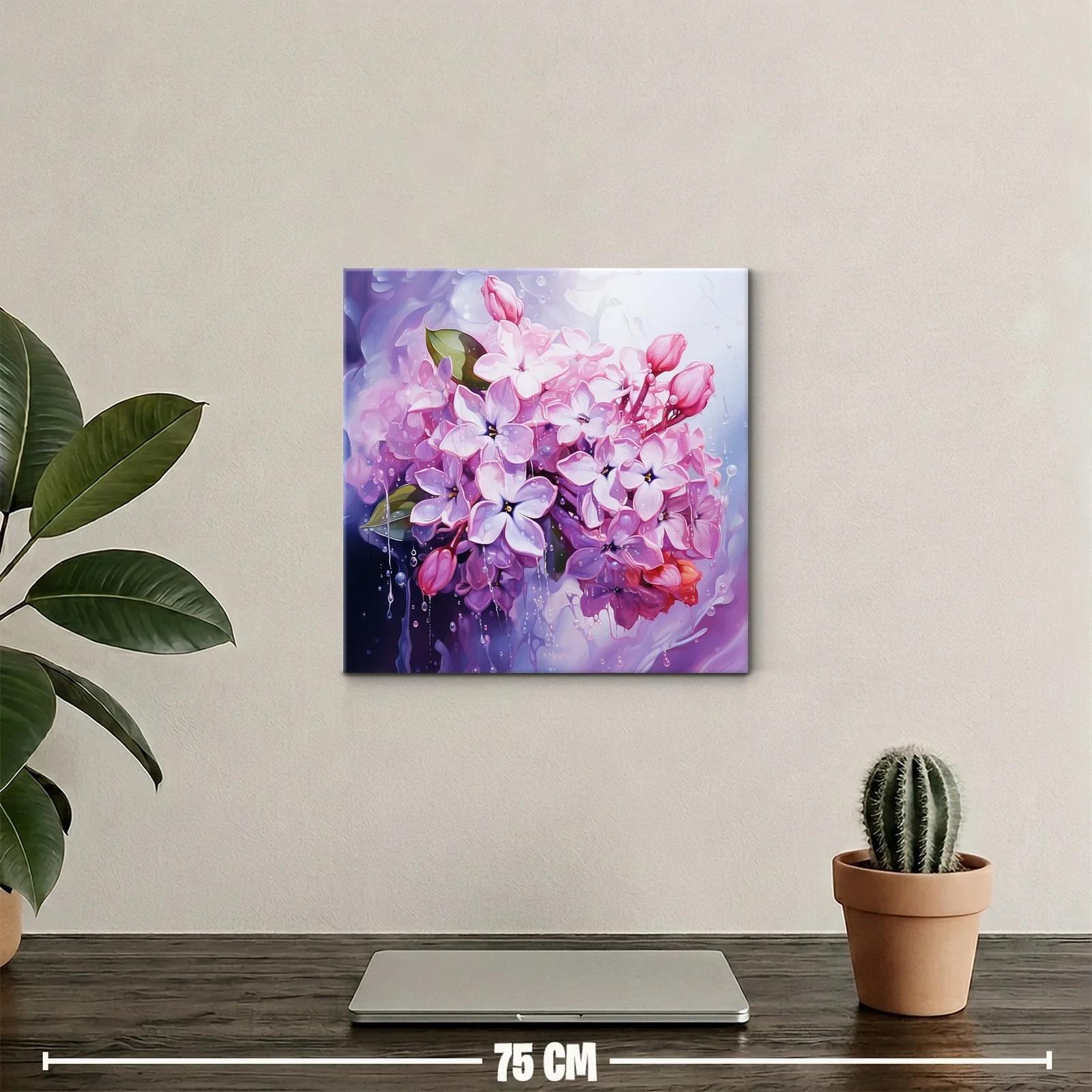 Ramo de flores lilas con gotas de agua brillante — miniatura 2