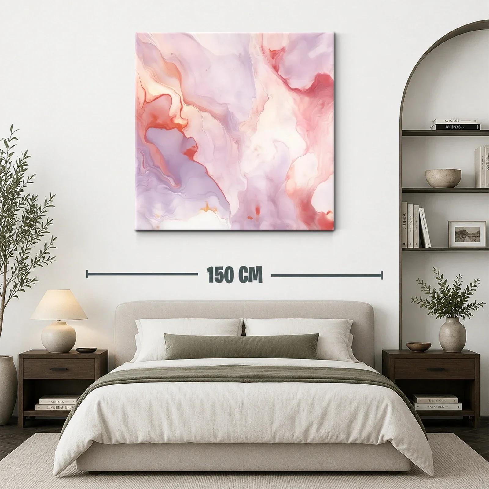 Cuadro abstracto con tonos suaves rosas y lilas — miniatura 3