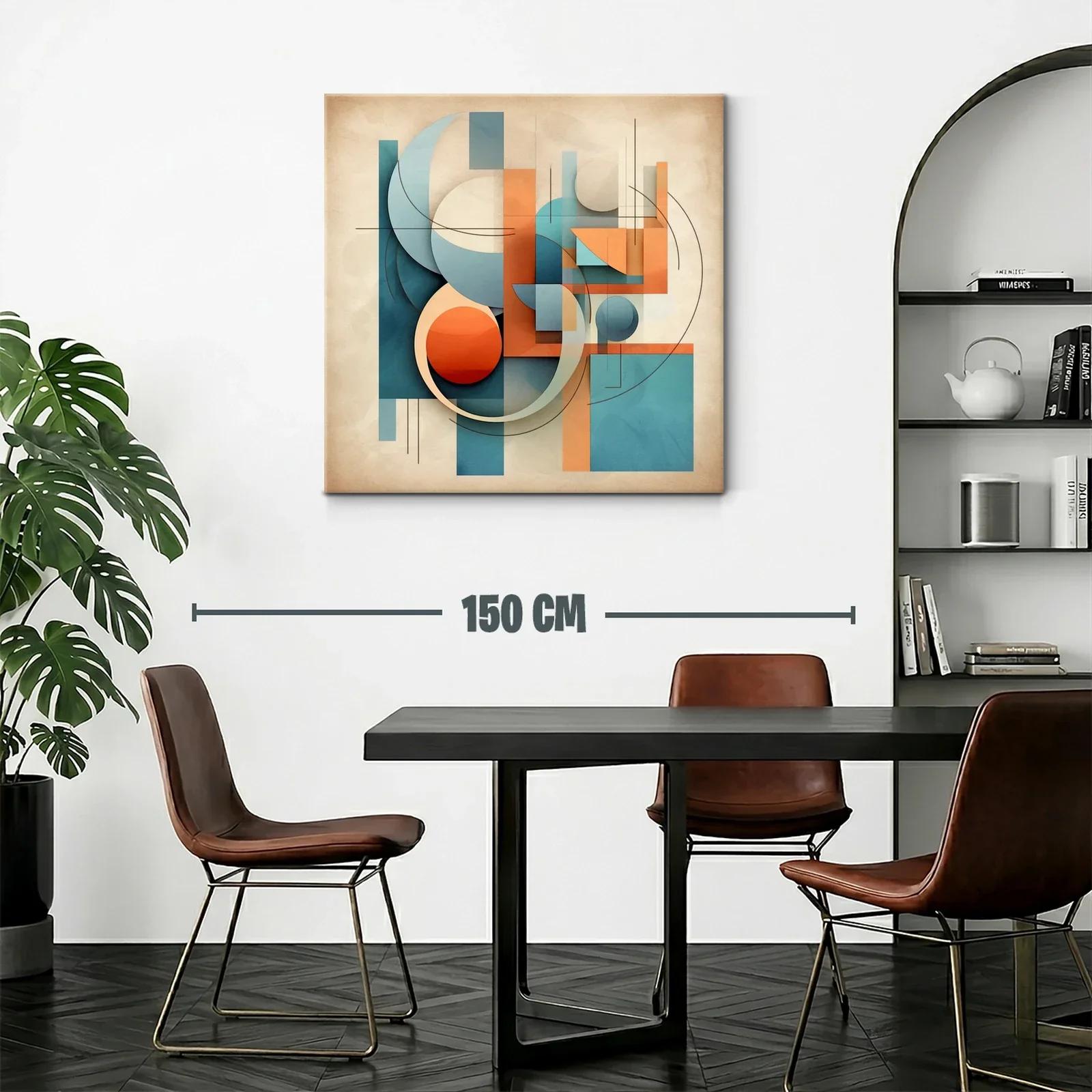 Composición abstracta con formas geométricas en tonos cálidos y fríos — miniatura 2