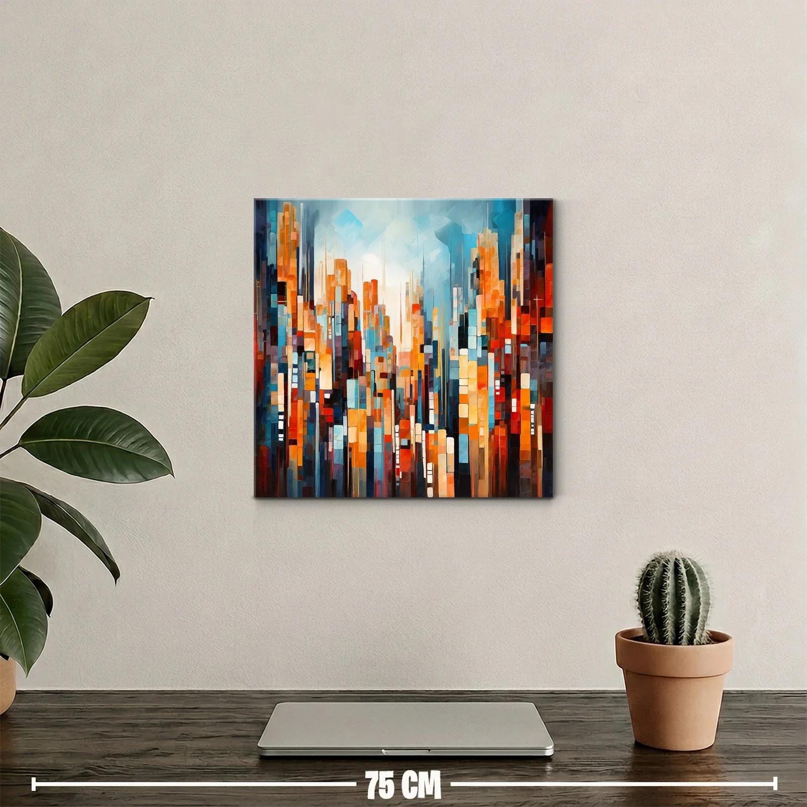 Abstracto vibrante de ciudad con tonos cálidos y fríos — miniatura 2