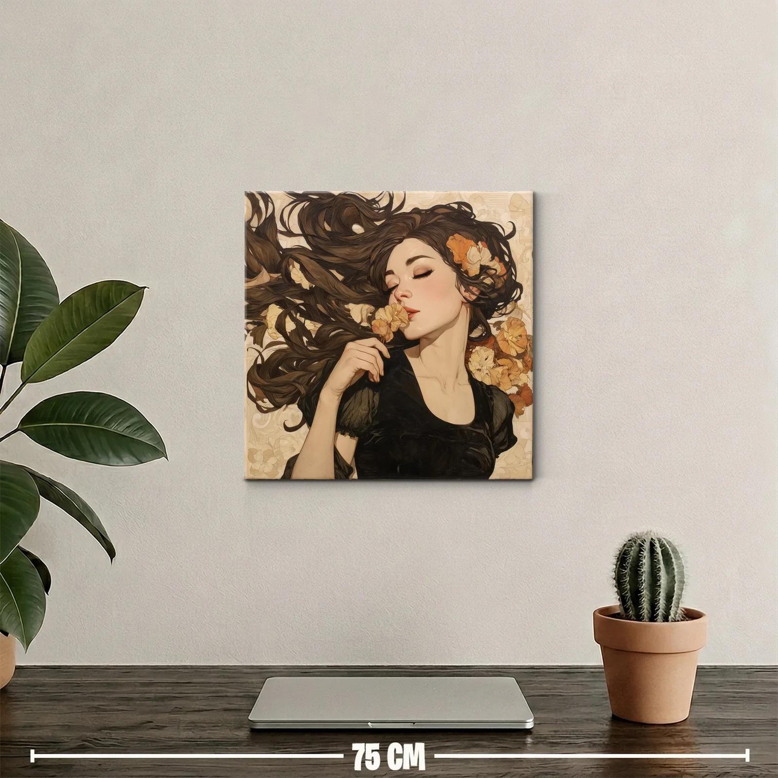 Retrato femenino con flores y melena al viento — miniatura 2