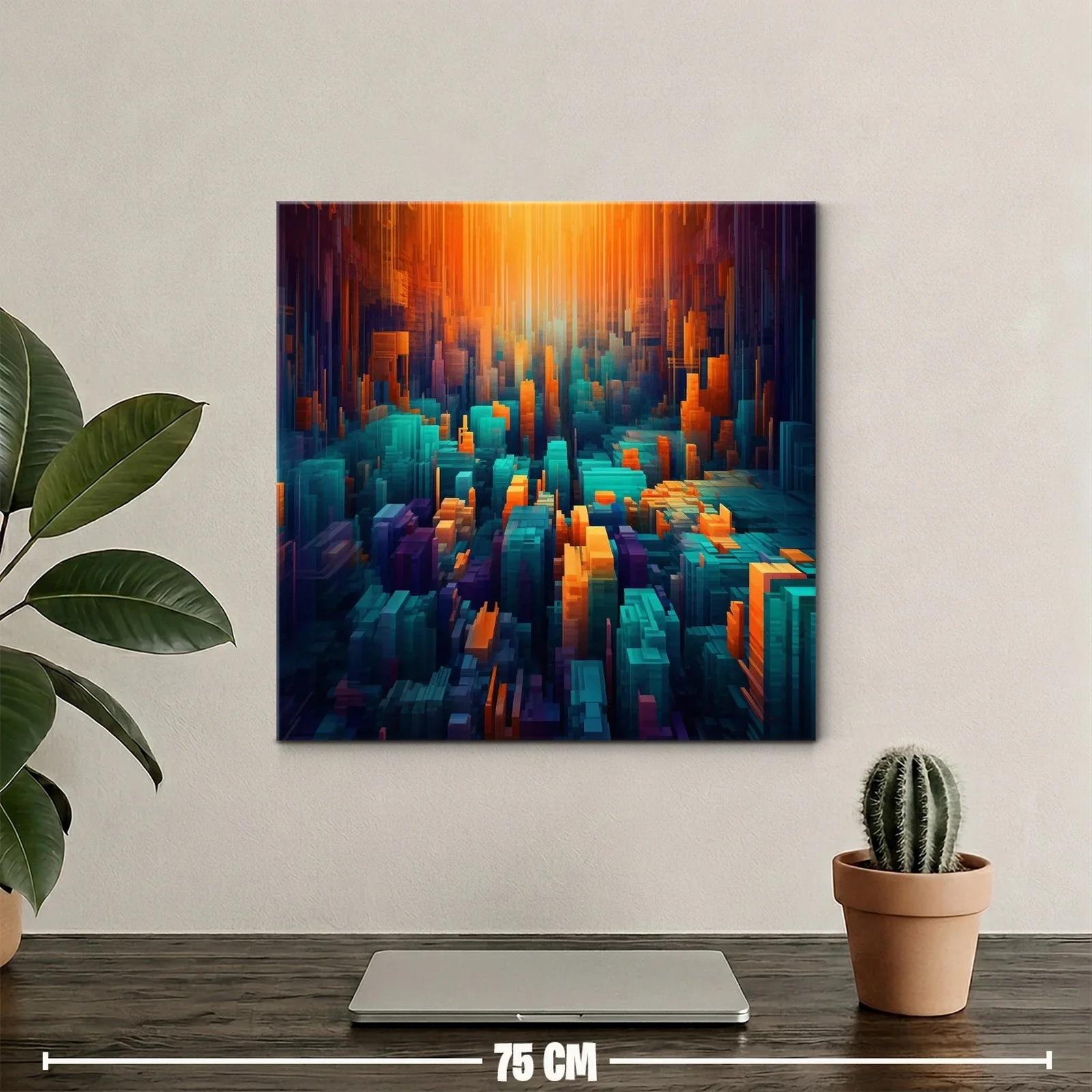 Composición abstracta en tonos cálidos y fríos vibrantes — miniatura 2