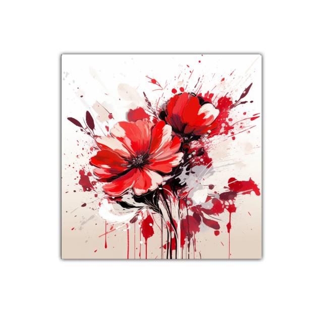 Cuadro decorativo con flores rojas vibrantes impactantes