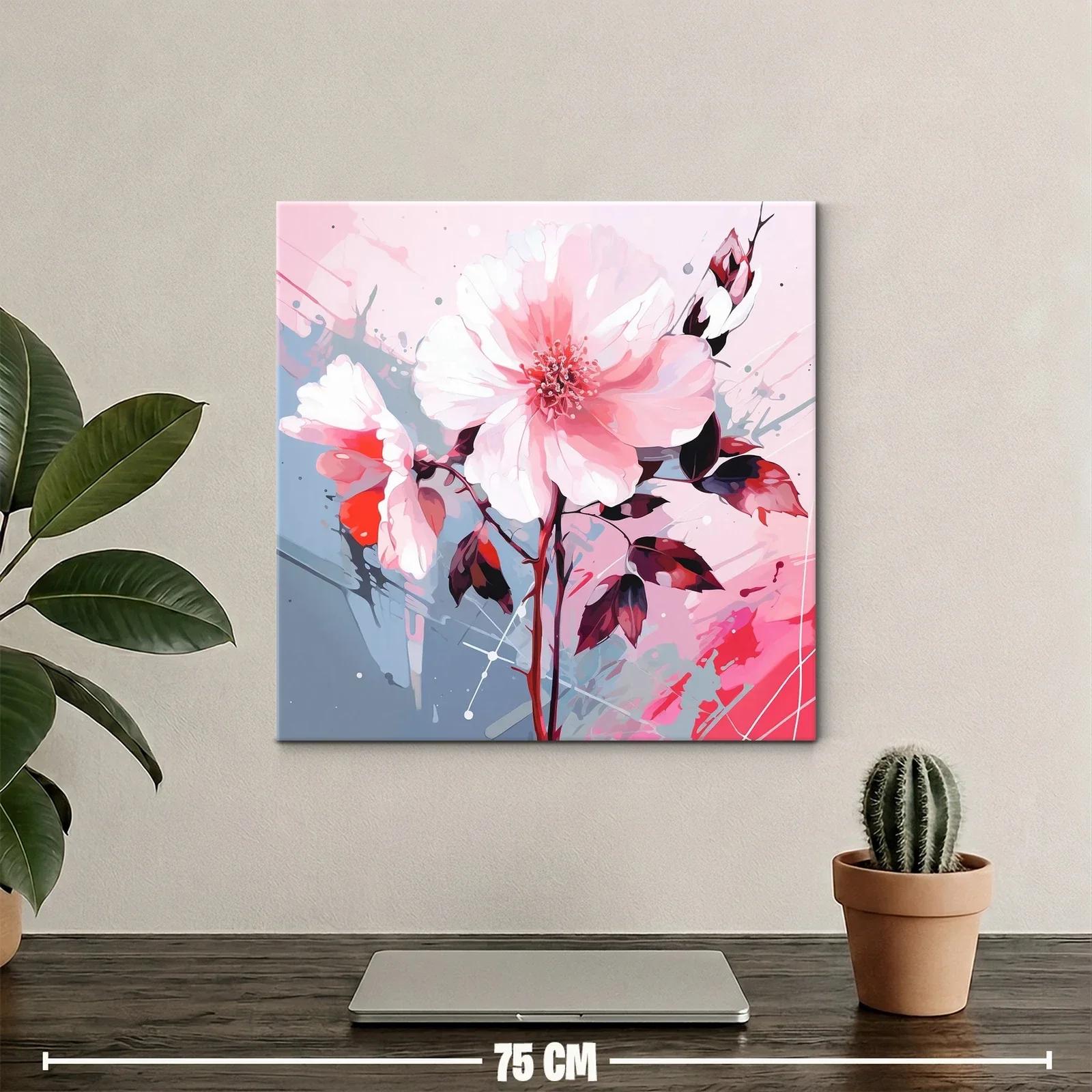 Flores en tonos rosa y rojo con toque abstracto moderno — miniatura 2