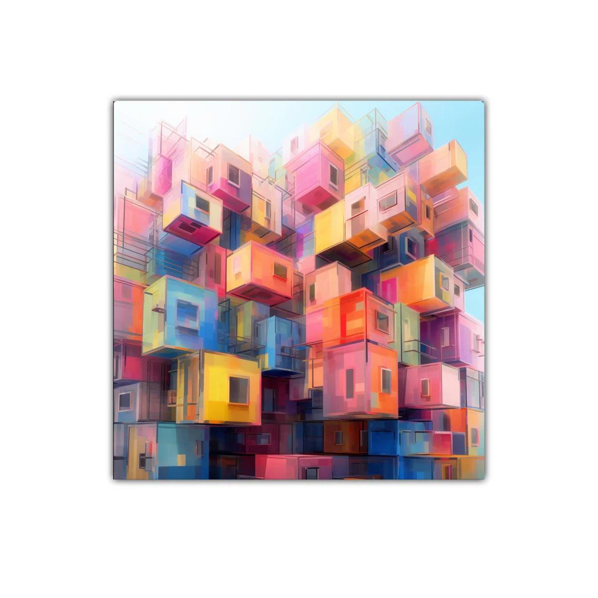 Composición colorida con cubos urbanos en arquitectura moderna — imagen principal