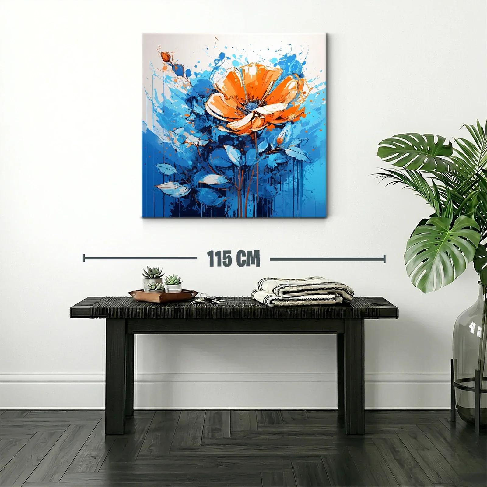 Flor vibrante en tonos naranjas y azules dinámicos — miniatura 2