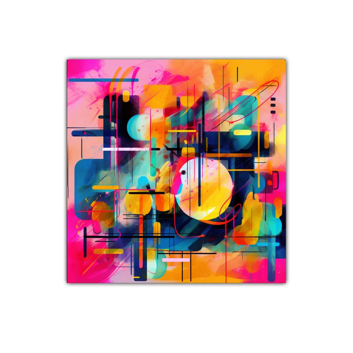 Cuadro abstracto con vibrante paleta de colores intensos