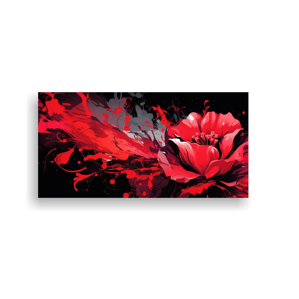 Cuadro amapola roja de gran formato y trazos gestuales