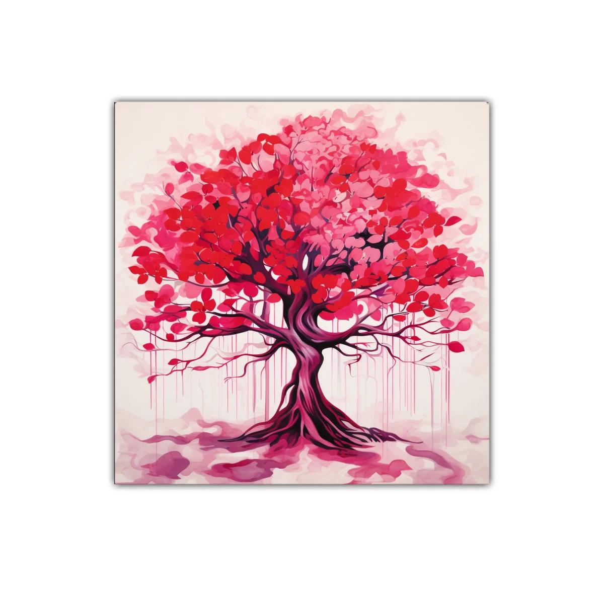 Cuadro moderno árbol con follaje en tonos rojos y rosa — imagen principal