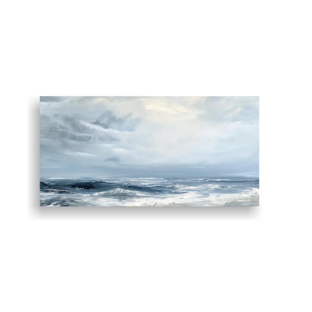 Cuadro mar agitado con cielo nuboso