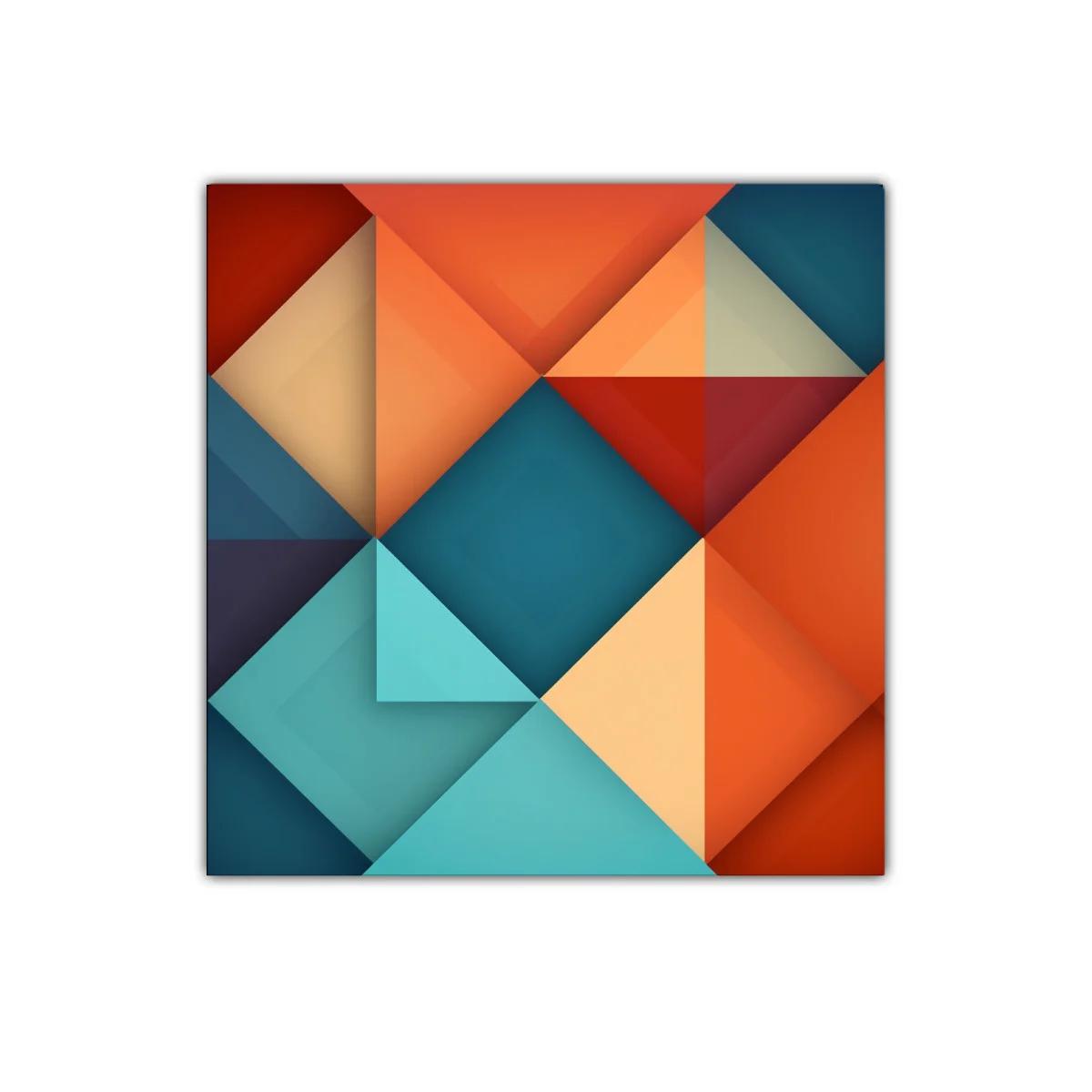 Cuadro decorativo formas geométricas en tonos cálidos y azules — imagen principal