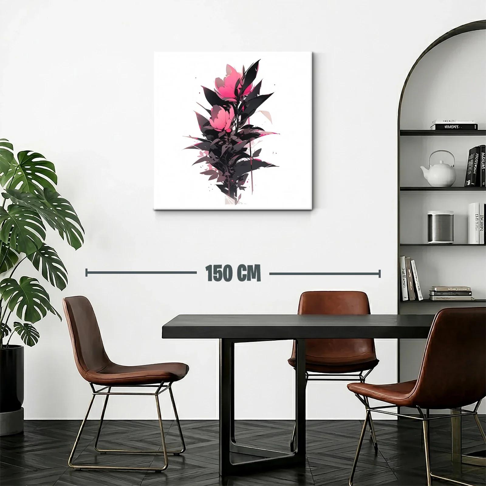 Cuadro floral con rosas en tonos fucsia y negro — miniatura 2