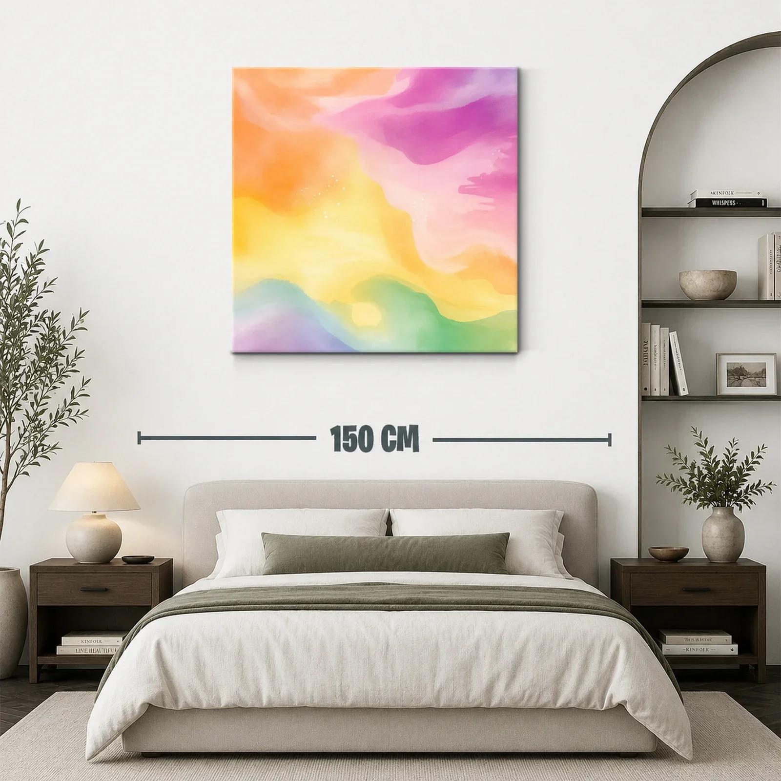 Cuadro abstracto con tonos pastel vibrantes y suaves — miniatura 3