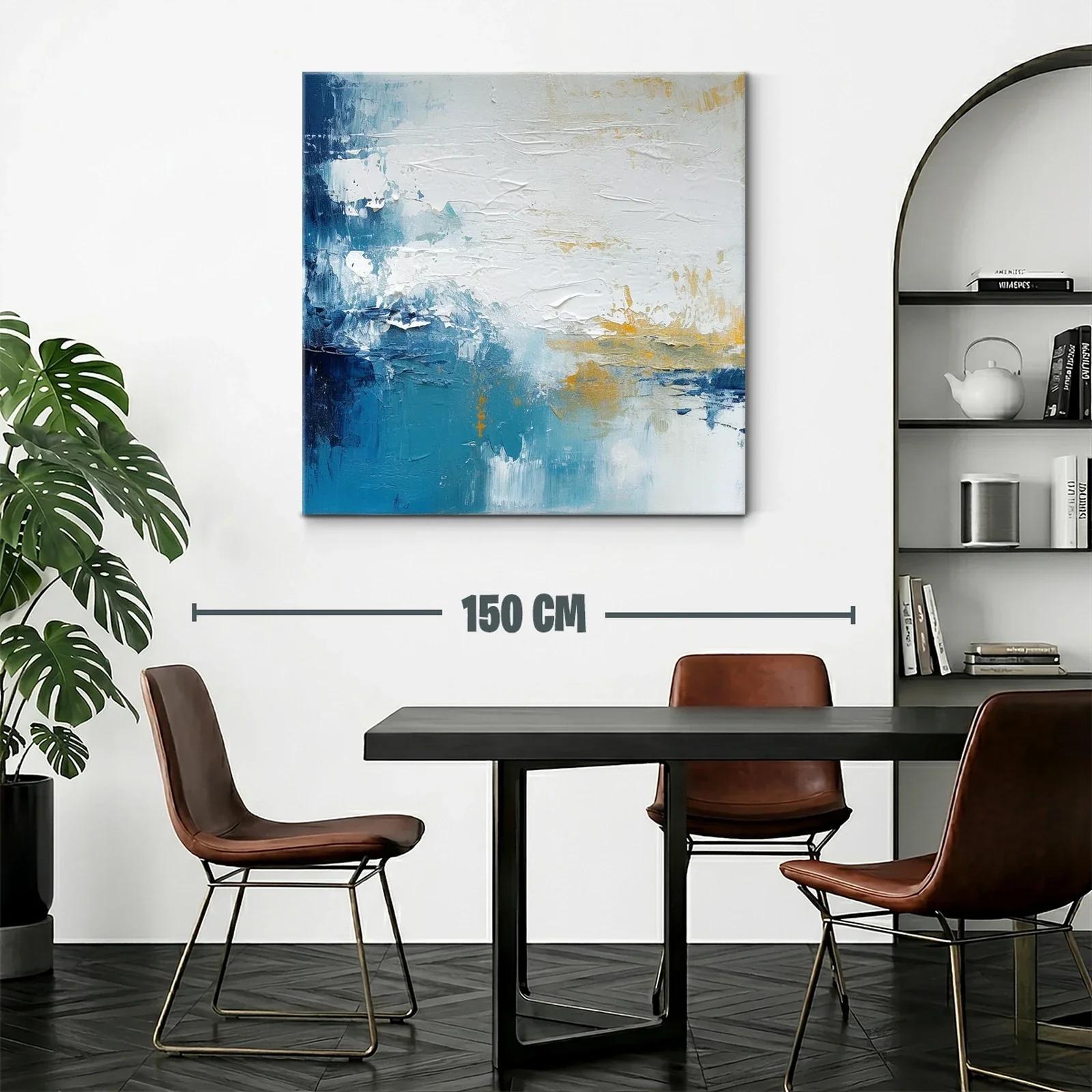 Composición abstracta en azul blanco y dorado — miniatura 2