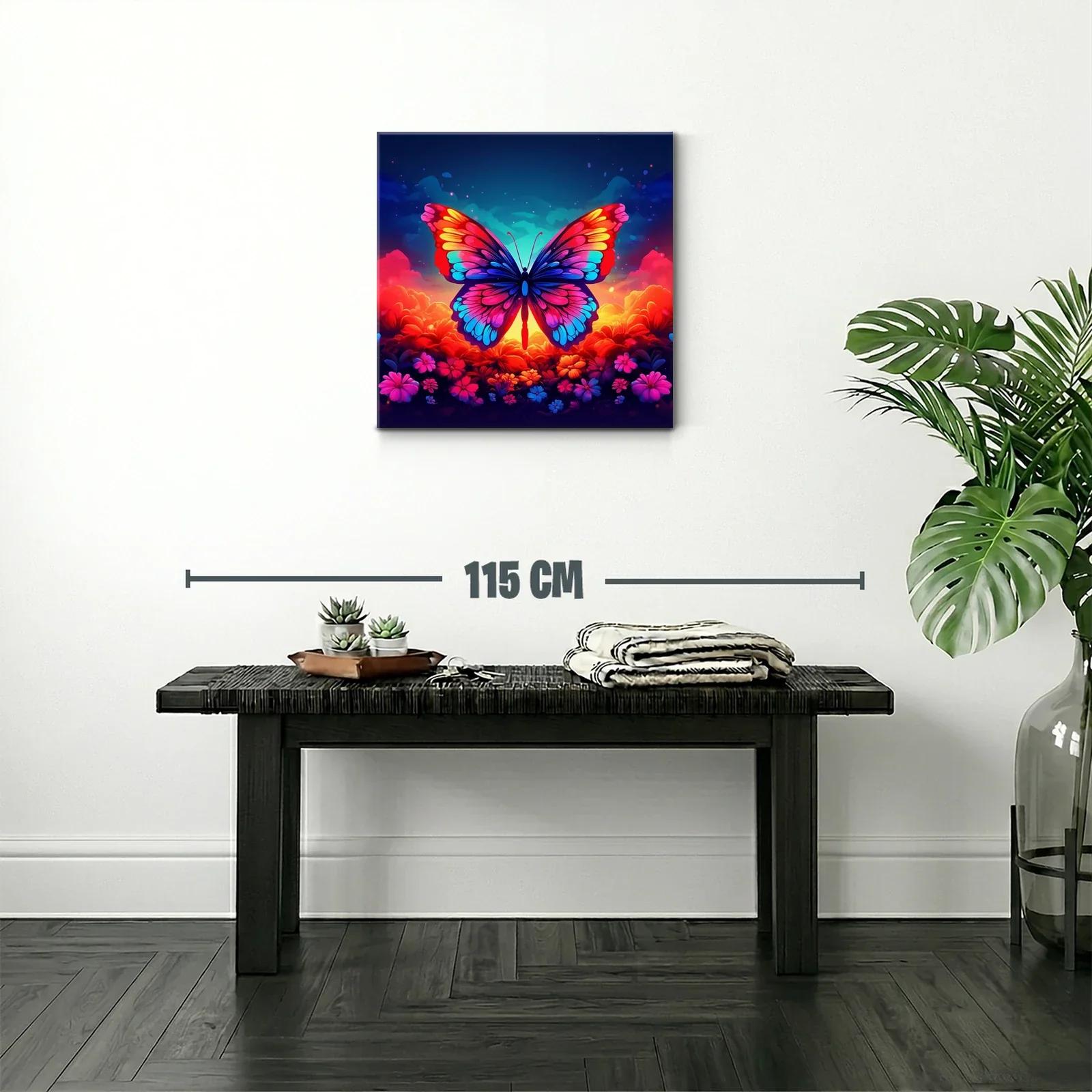Mariposa vibrante sobre fondo floral al atardecer — miniatura 2