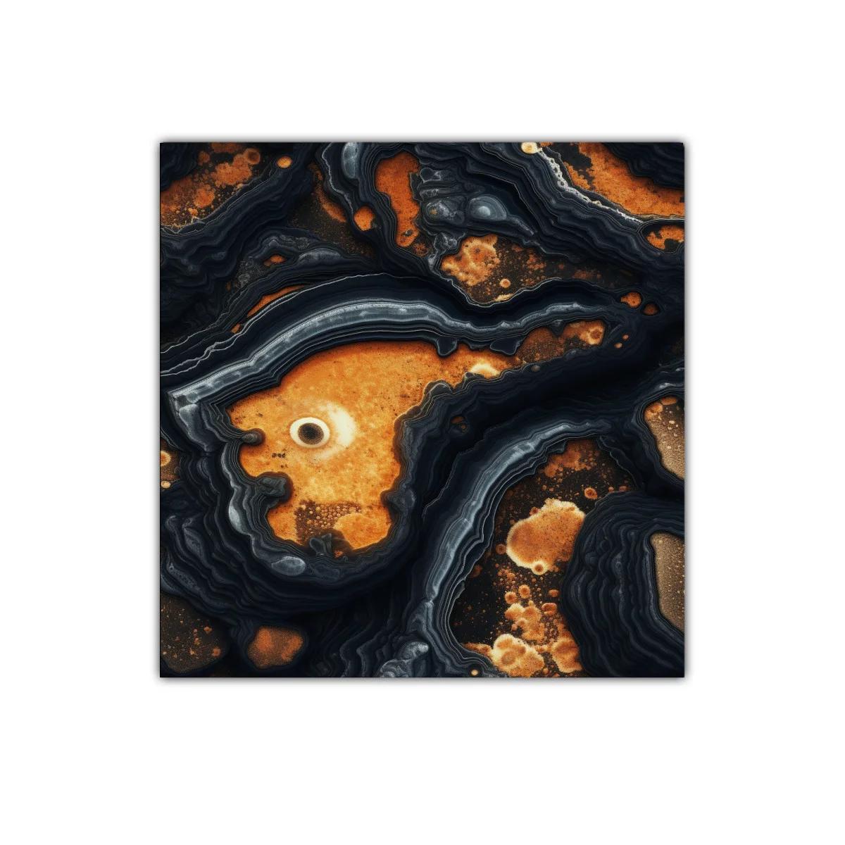 Cuadro abstracto con tonos ocres y detalles negro grisáceos — imagen principal