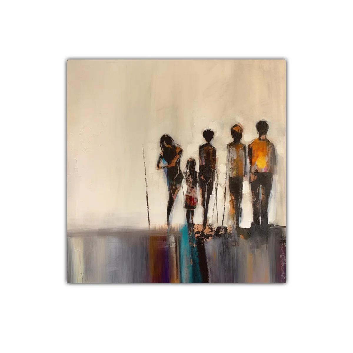 Cuadro con siluetas humanas en tonos cálidos y neutros — imagen principal
