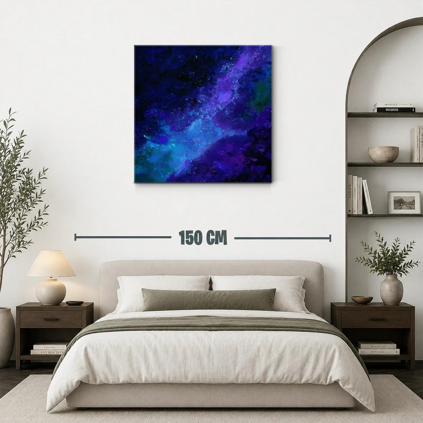 Cuadro abstracto con galaxia en tonos azules y morados — miniatura 3