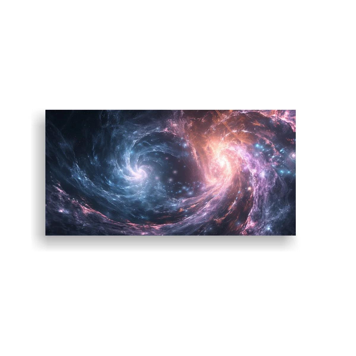 Cuadro galaxia espiral de doble foco luminoso