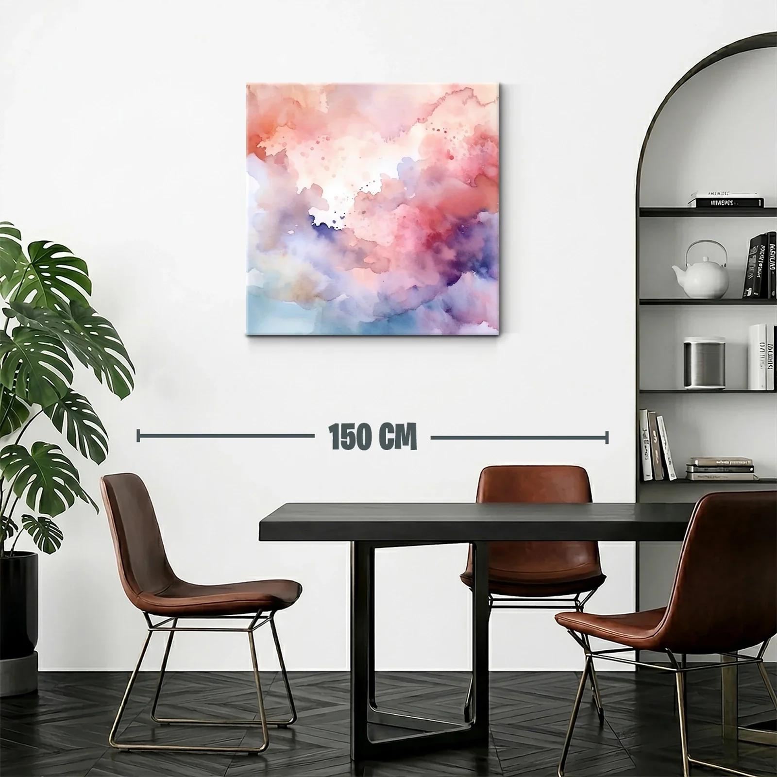 Cuadro abstracto en tonos suaves rosas y lilas — miniatura 2