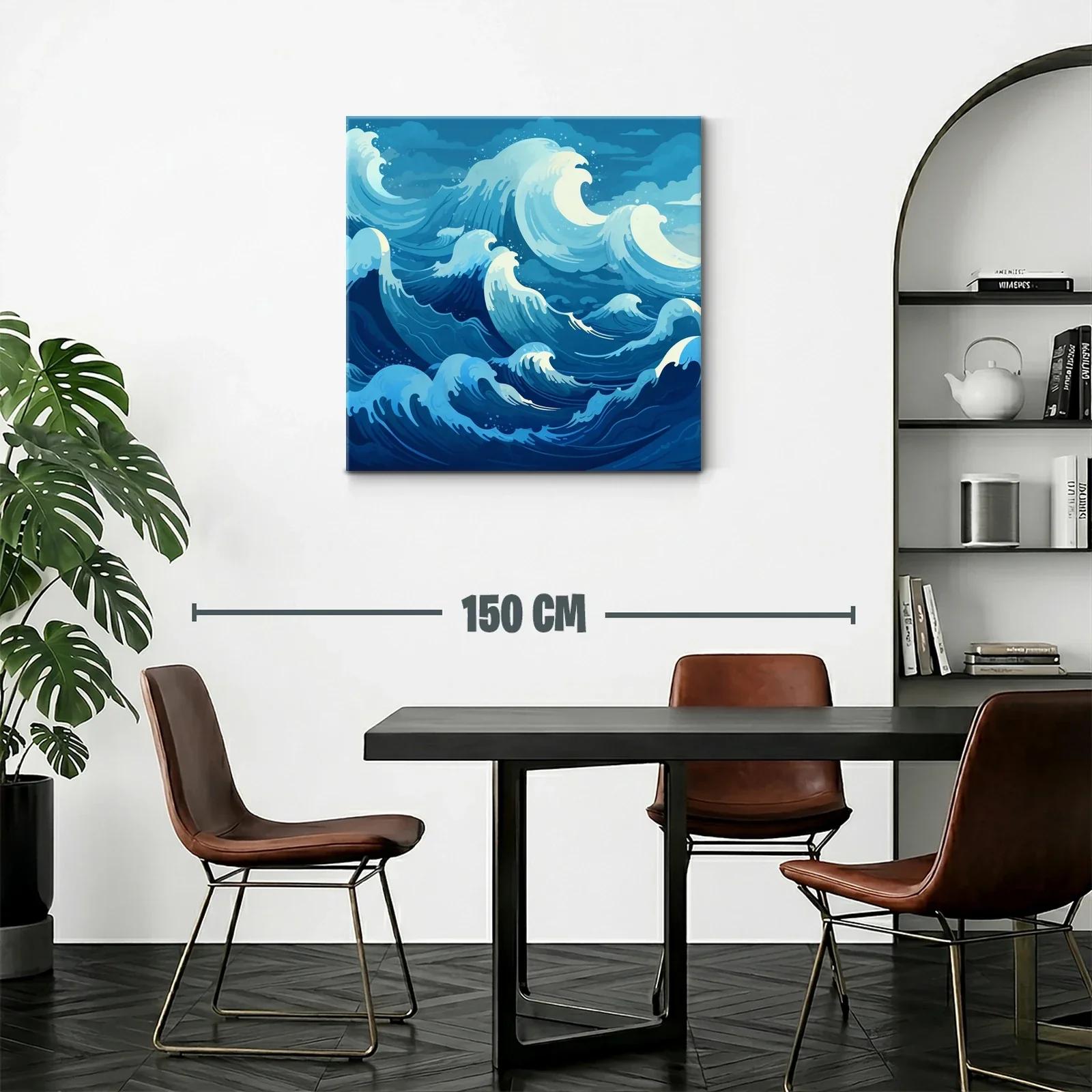 Dinámico cuadro de olas marinas en tonos azules vibrantes — miniatura 2