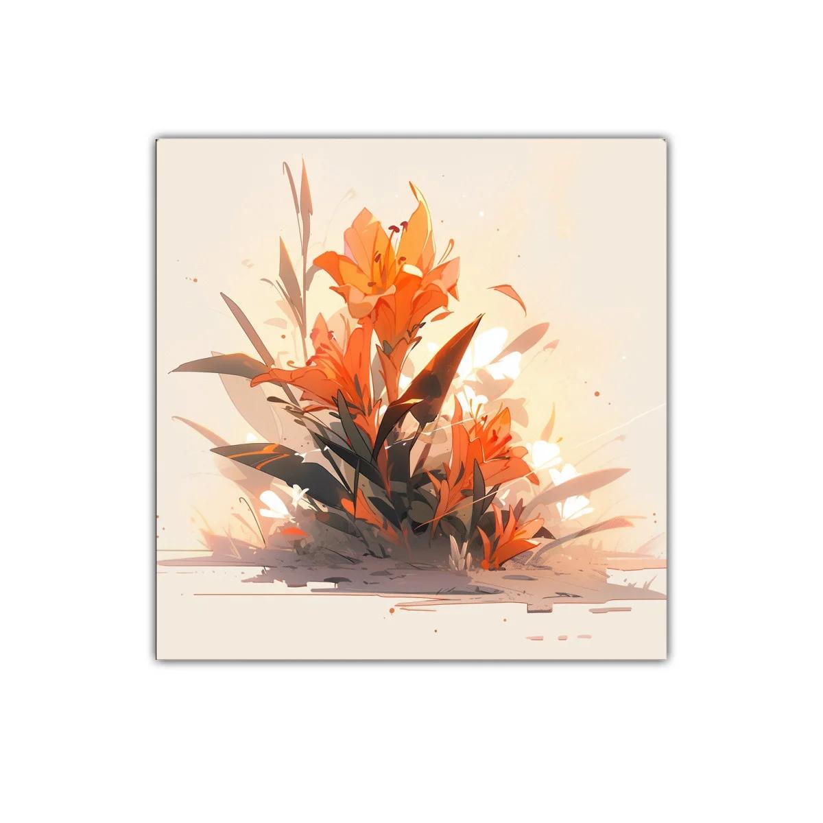 Cuadro decorativo de flores en tonos cálidos y vibrantes — imagen principal