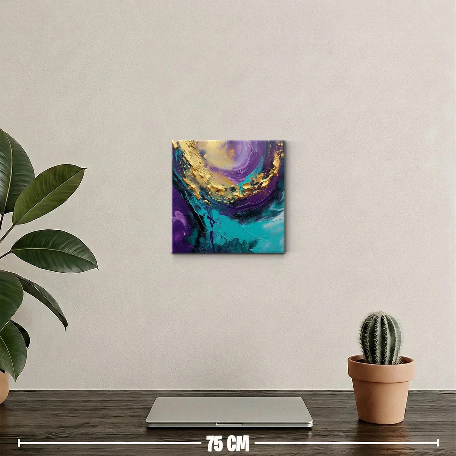 Explosión de color abstracta en tonos turquesa y dorado — miniatura 2