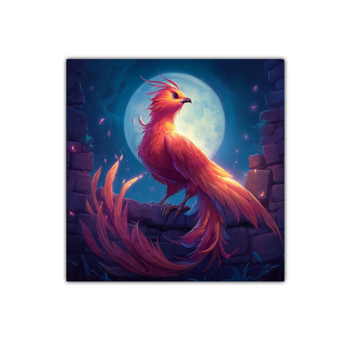 Fénix resplandeciente con luna llena brillante — imagen principal