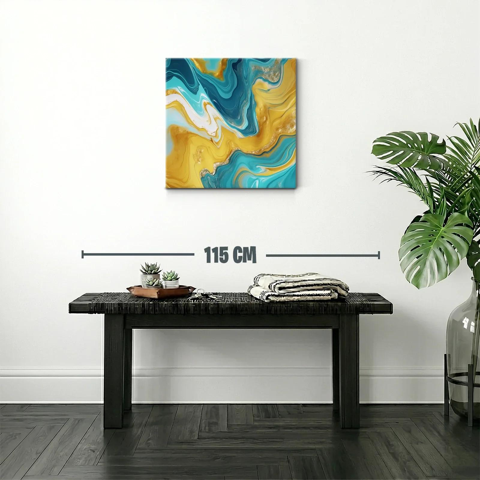 Abstracto fluido en tonos dorados y azules vibrantes — miniatura 2