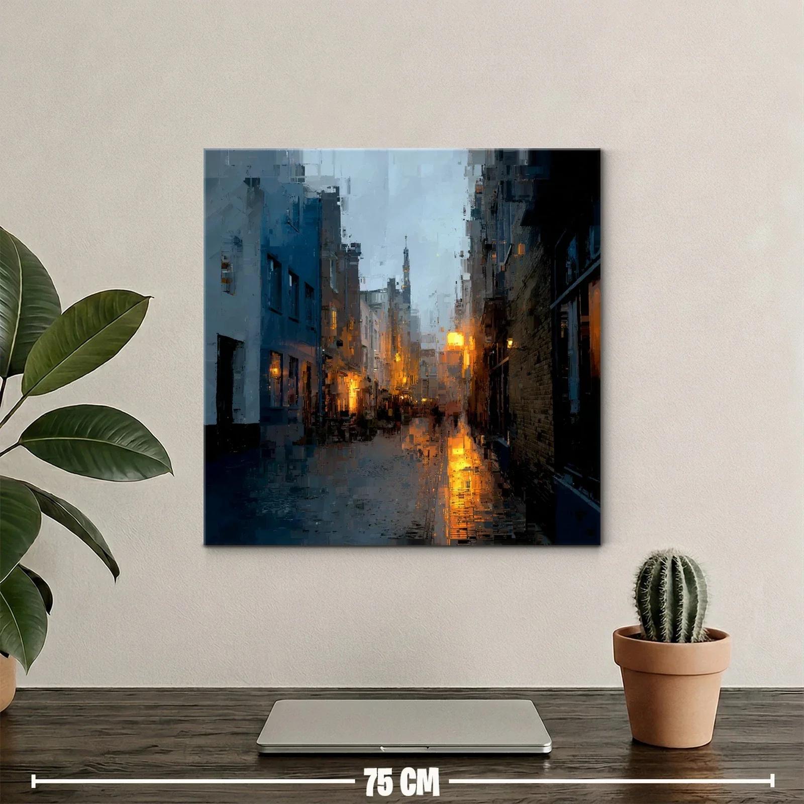 Atardecer urbano con luces cálidas y reflejos dorados — miniatura 2