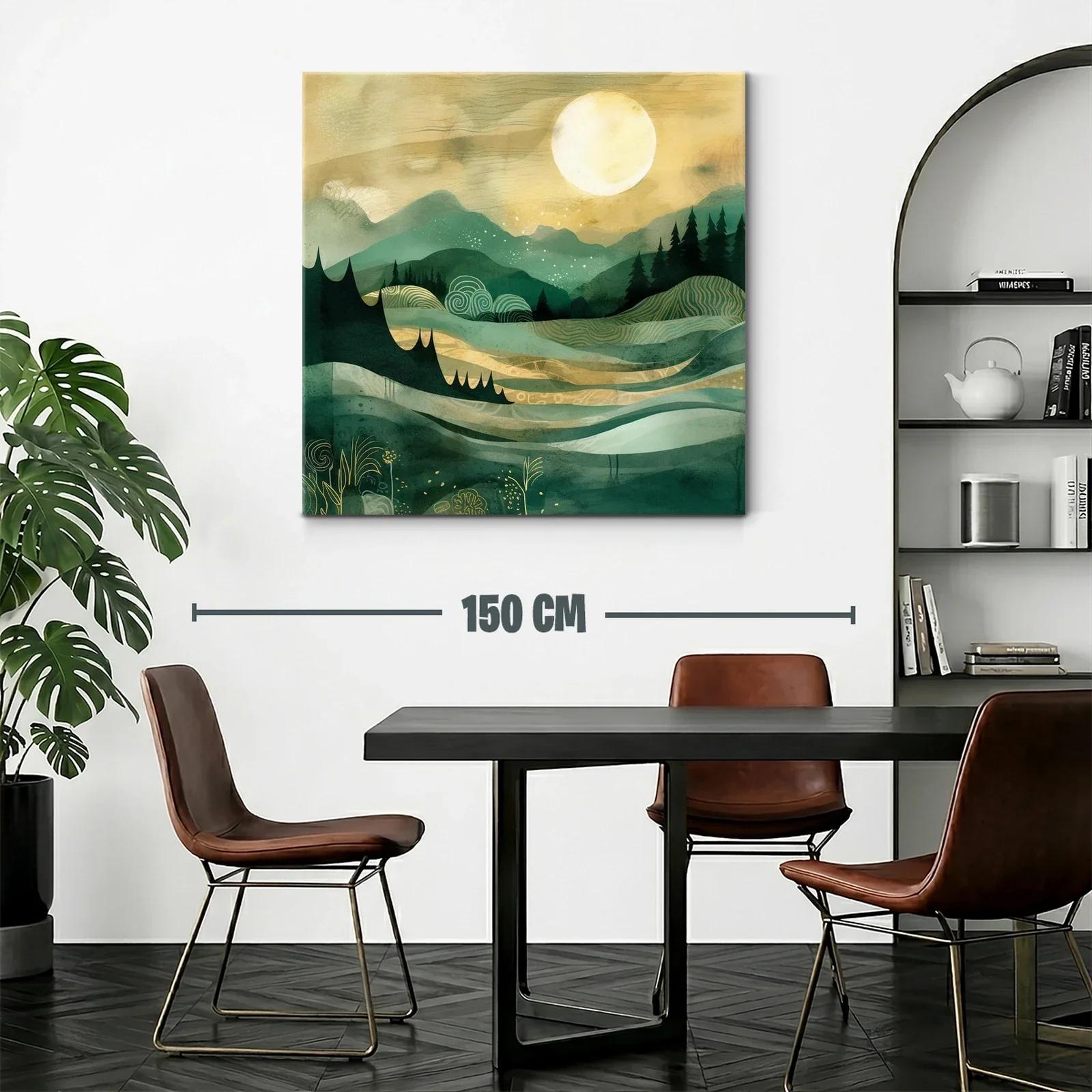 Paisaje onírico con montañas y luna brillante — miniatura 2